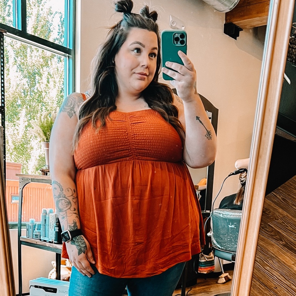 Maurices Orange Smocked Tank Top